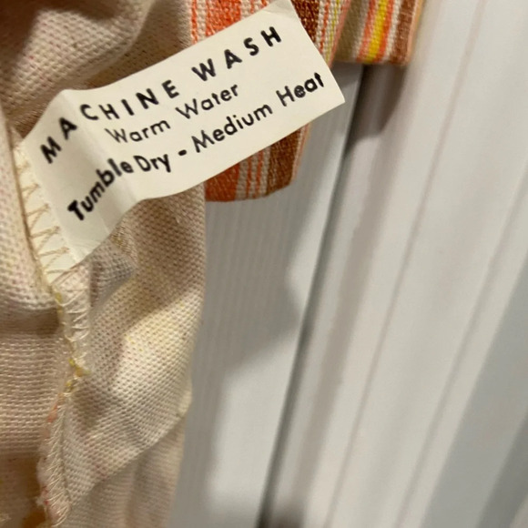 VTG 70s AJ Uppers Pointed Collar 3/4 Sleeve Yellow Striped V Neck Top Size L - Picture 4 of 10